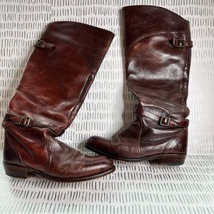 Frye Dorado Polished Genuine Leather Knee High Riding Boots